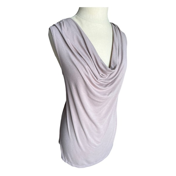 Eimin Draped Cowl Neck Sleeveless Jersey Stretch Taupe Blouse 2XL - Picture 4 of 10